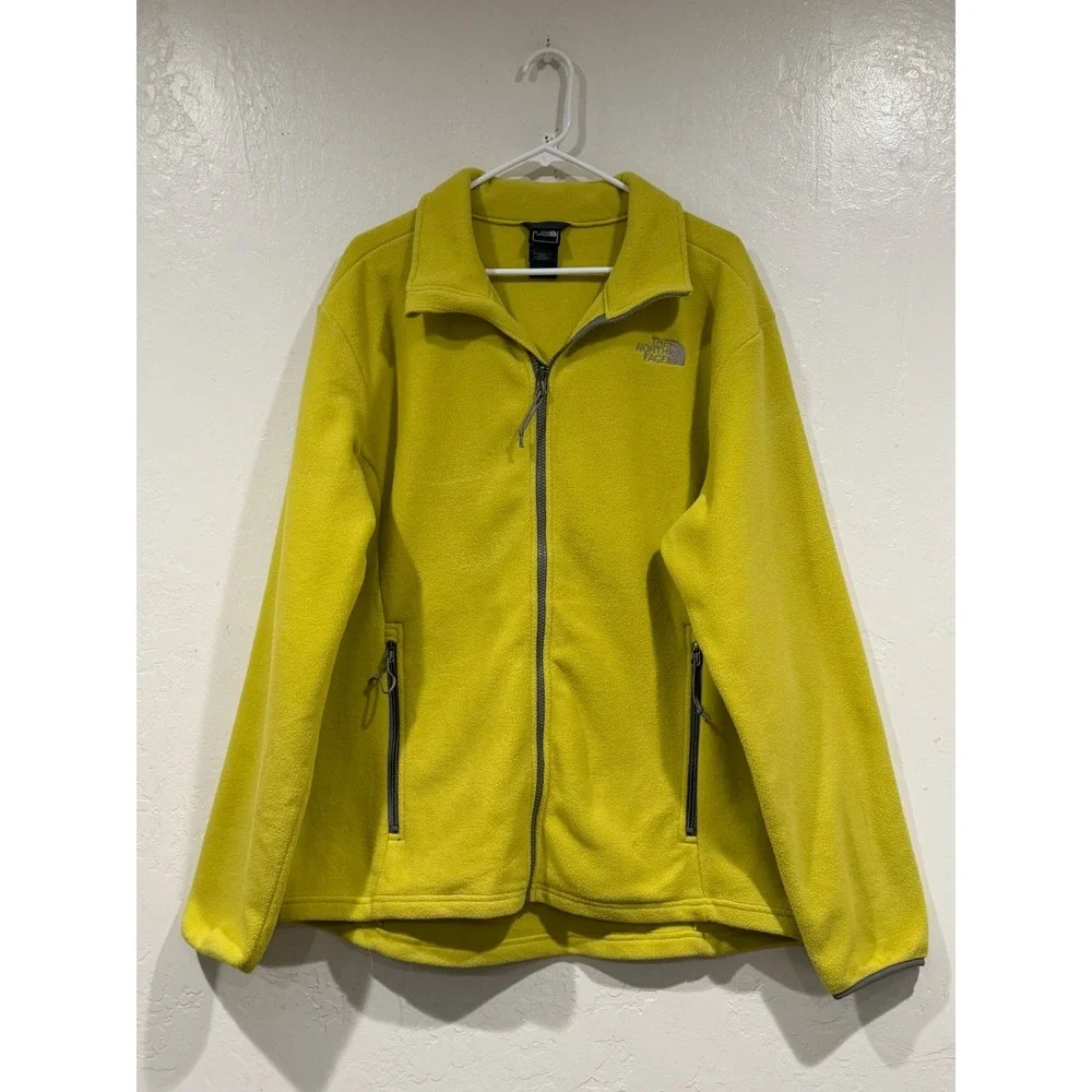 The North Face TKA 100 Glacier Full Zip Fleece Jacket Mens XL Chartreuse Yellow